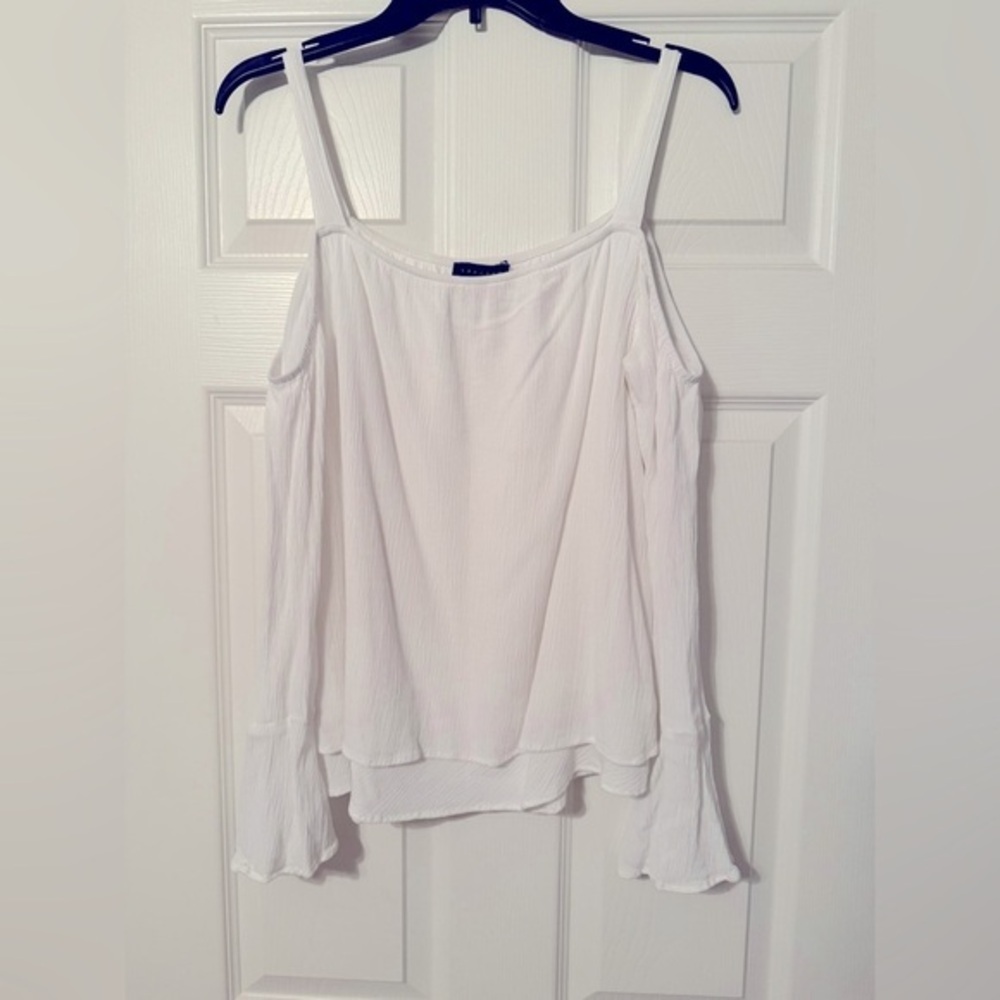 Sanctuary White open shoulder Ruffled Blouse